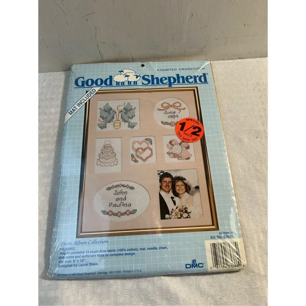 Good Shepherd Laurel Blake counted Cross stitch photo album Wedding 8x10 mat 198